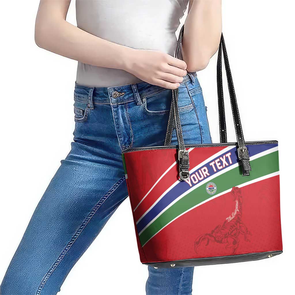 Custom Gambia Football Leather Tote Bag Go Scorpions Go