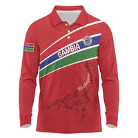Custom Gambia Football Long Sleeve Polo Shirt Go Scorpions Go