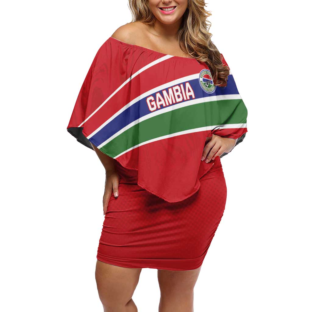 Custom Gambia Football Off Shoulder Short Dress Go Scorpions Go