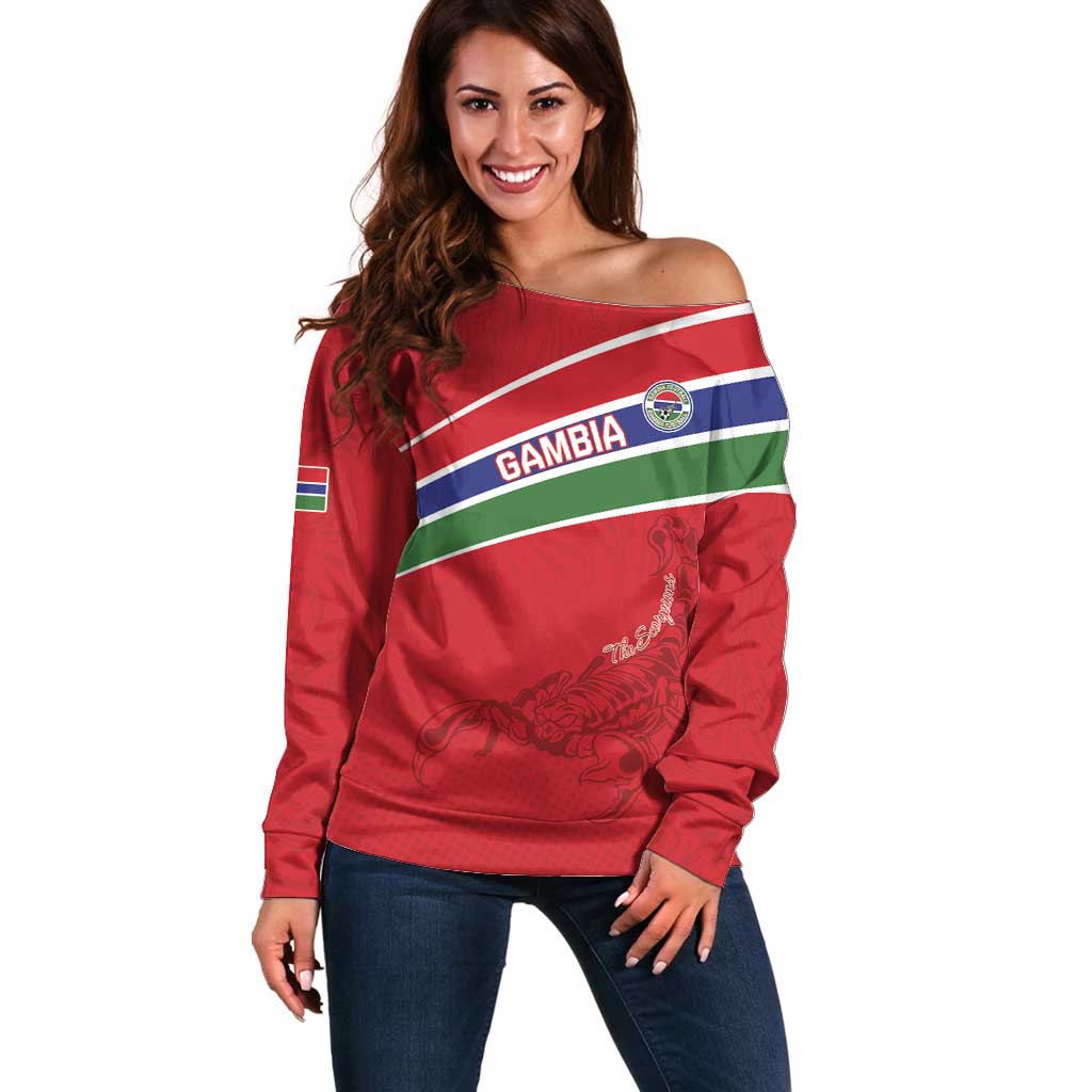 Custom Gambia Football Off Shoulder Sweater Go Scorpions Go