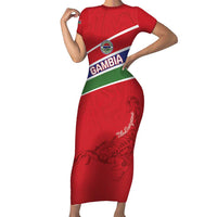 Custom Gambia Football Short Sleeve Bodycon Dress Go Scorpions Go