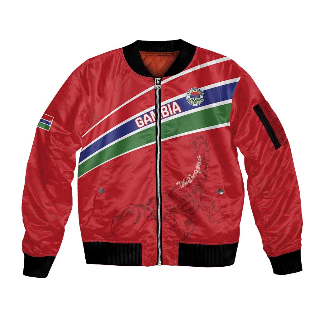 Custom Gambia Football Sleeve Zip Bomber Jacket Go Scorpions Go