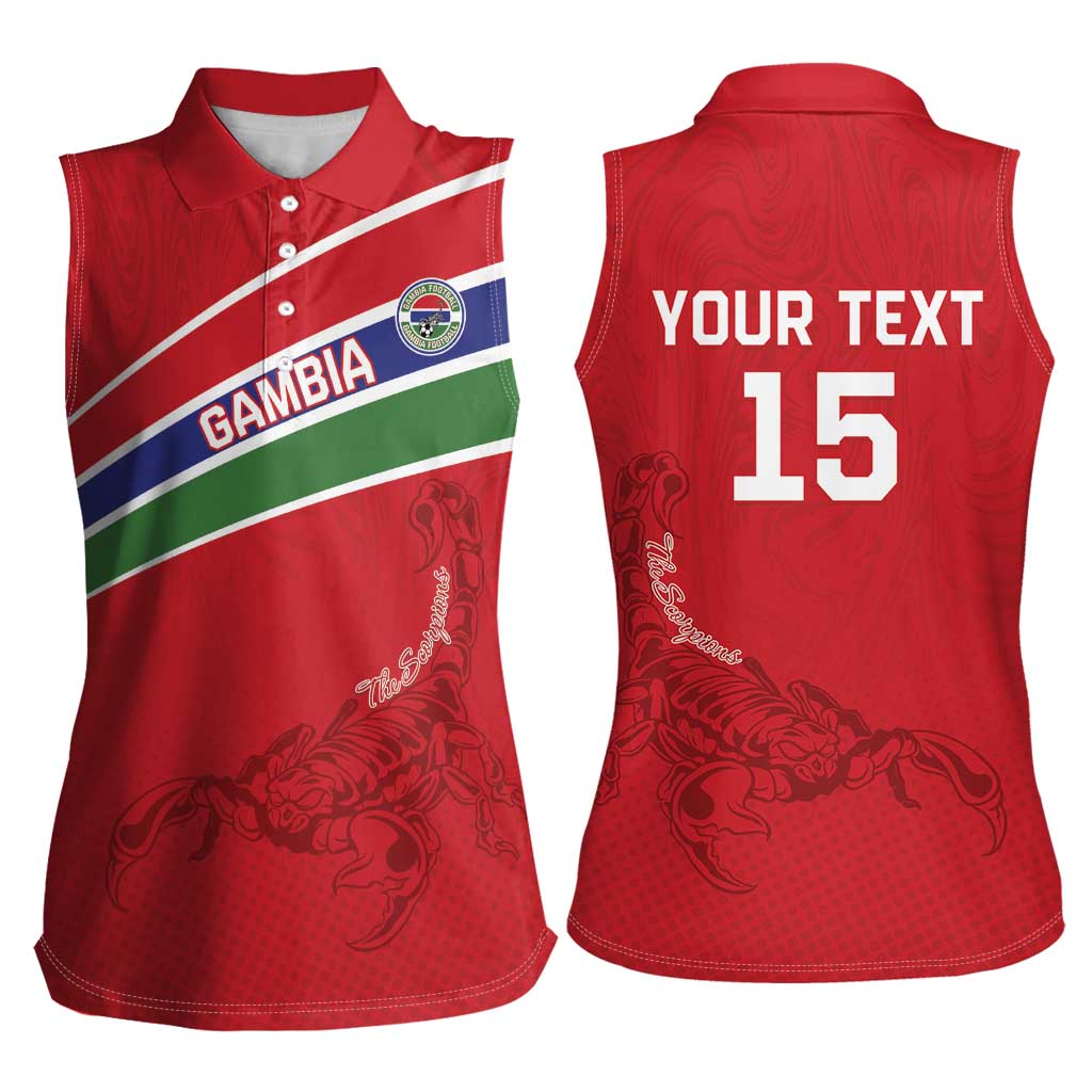 Custom Gambia Football Women Sleeveless Polo Shirt Go Scorpions Go