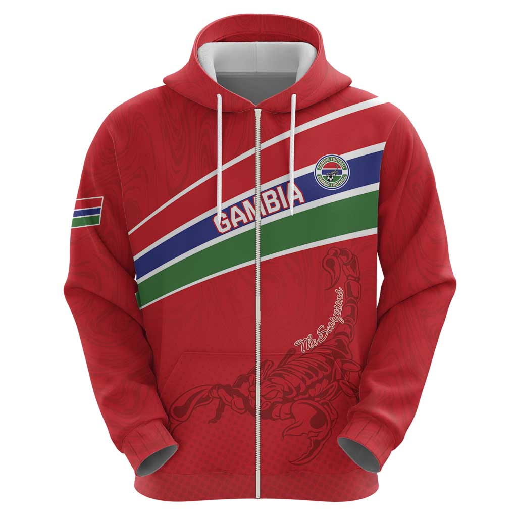 Custom Gambia Football Zip Hoodie Go Scorpions Go