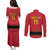 Custom Angola Football Couples Matching Puletasi and Long Sleeve Button Shirt Avante Palancas Negras