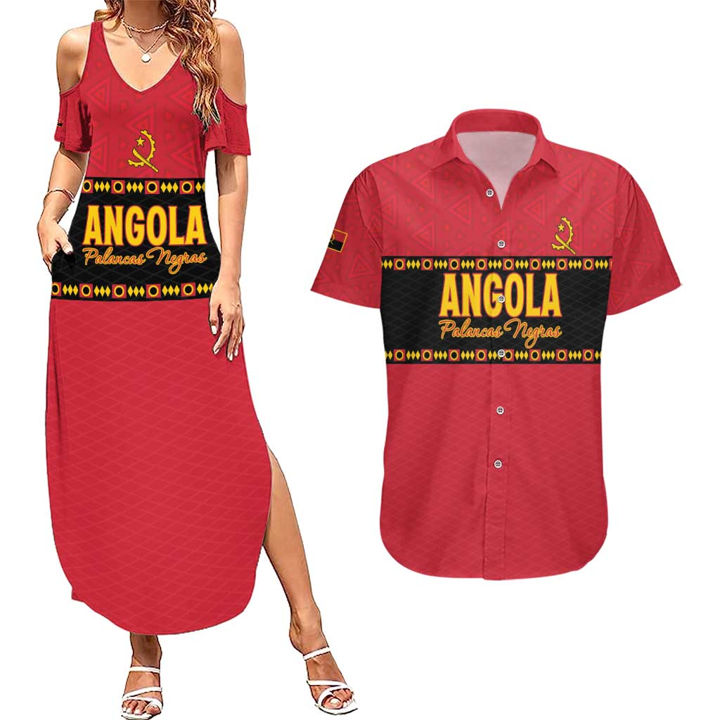 Custom Angola Football Couples Matching Summer Maxi Dress and Hawaiian Shirt Avante Palancas Negras
