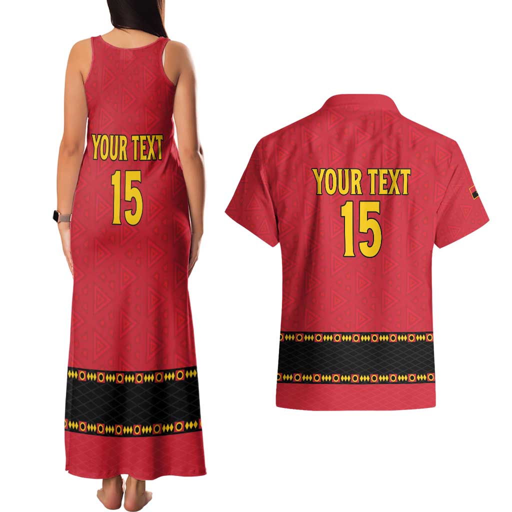 Custom Angola Football Couples Matching Tank Maxi Dress and Hawaiian Shirt Avante Palancas Negras