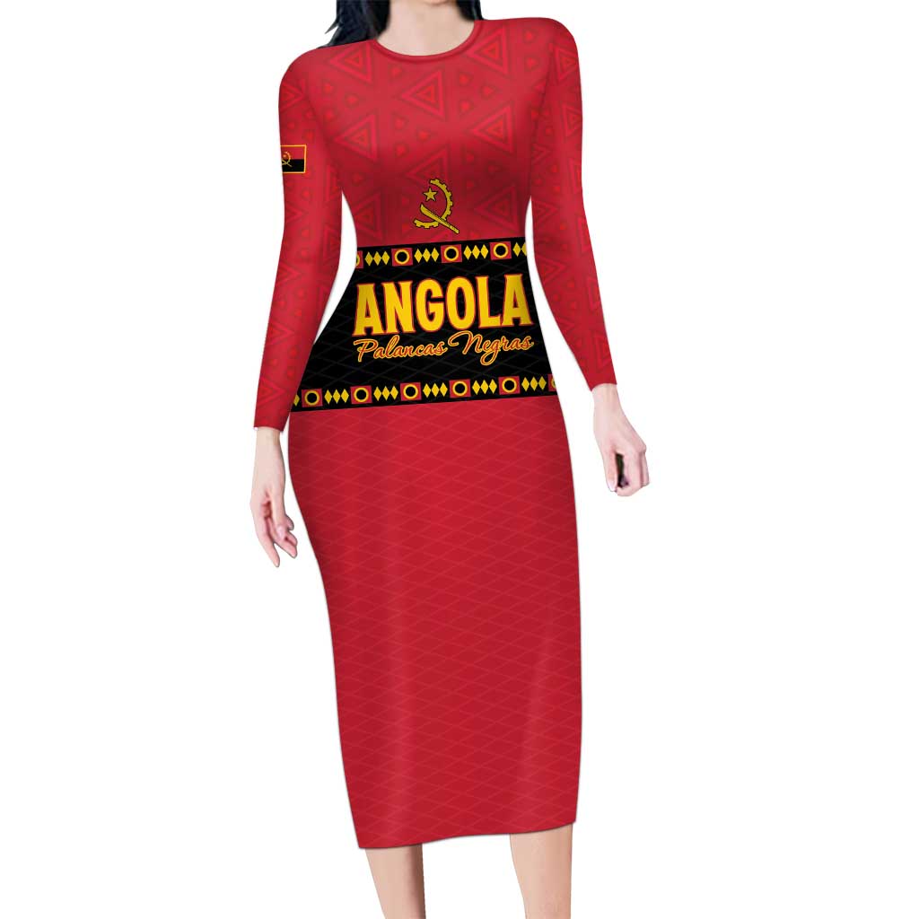 Custom Angola Football Family Matching Long Sleeve Bodycon Dress and Hawaiian Shirt Avante Palancas Negras