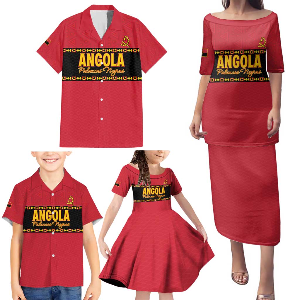 Custom Angola Football Family Matching Puletasi and Hawaiian Shirt Avante Palancas Negras