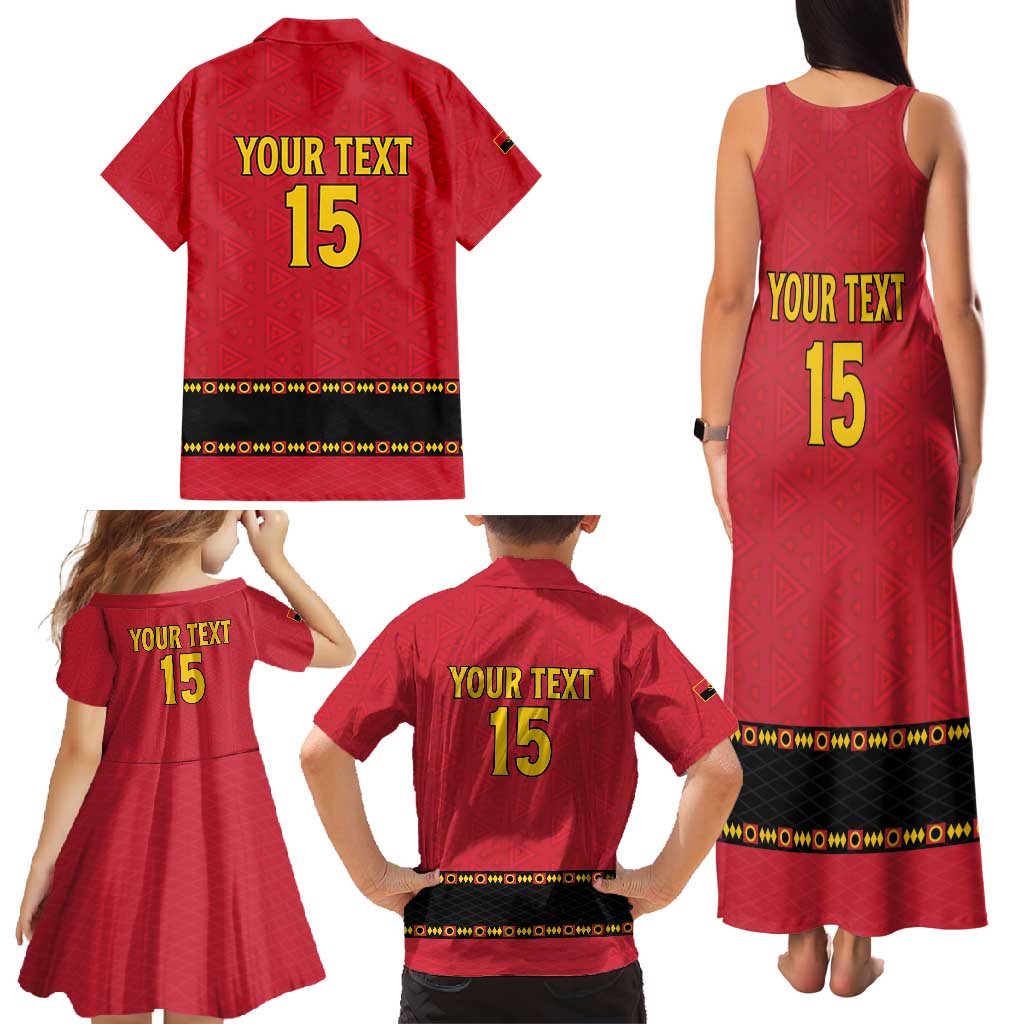 Custom Angola Football Family Matching Tank Maxi Dress and Hawaiian Shirt Avante Palancas Negras