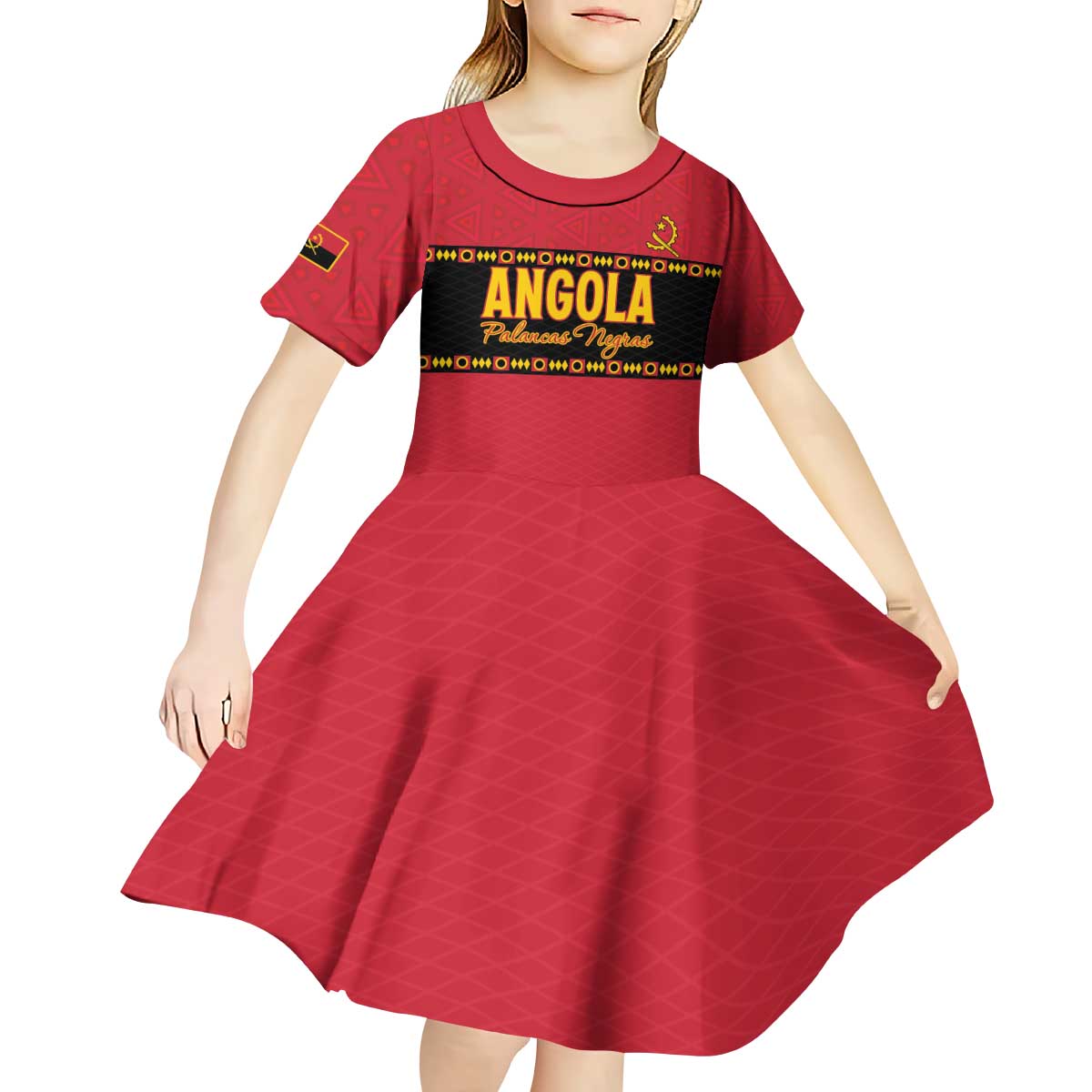 Custom Angola Football Kid Short Sleeve Dress Avante Palancas Negras
