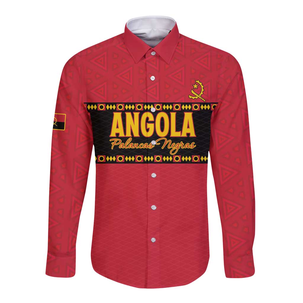Custom Angola Football Long Sleeve Button Shirt Avante Palancas Negras