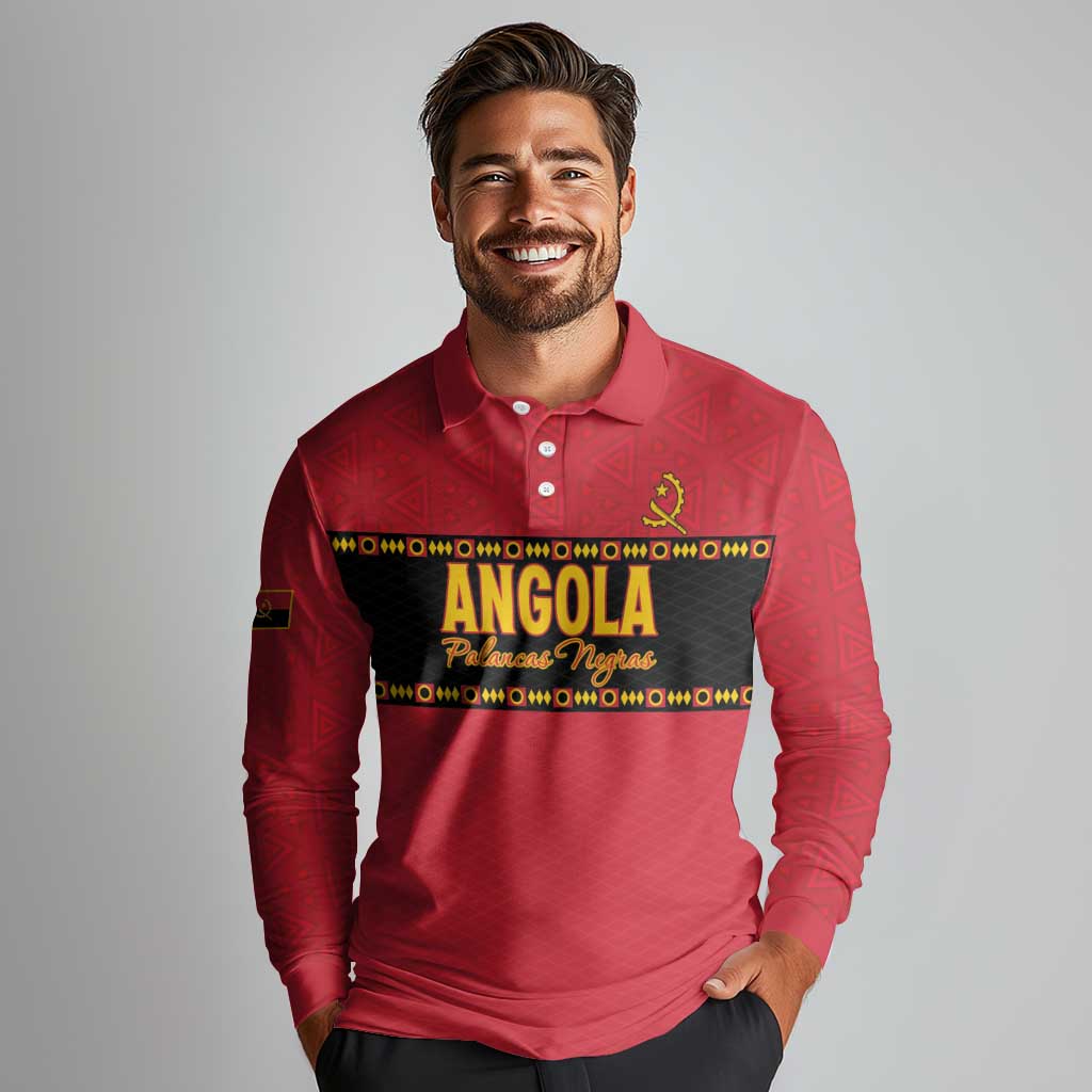 Custom Angola Football Long Sleeve Polo Shirt Avante Palancas Negras