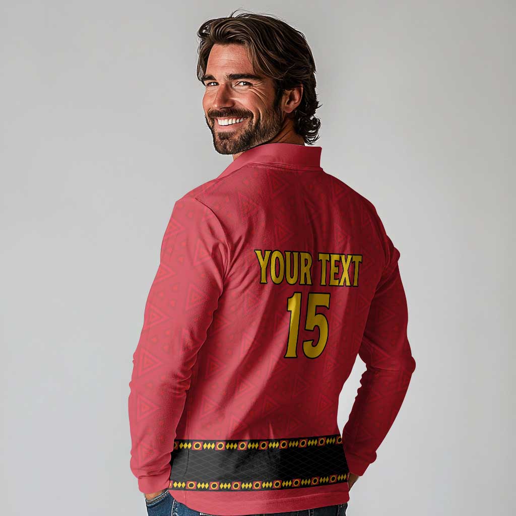 Custom Angola Football Long Sleeve Polo Shirt Avante Palancas Negras