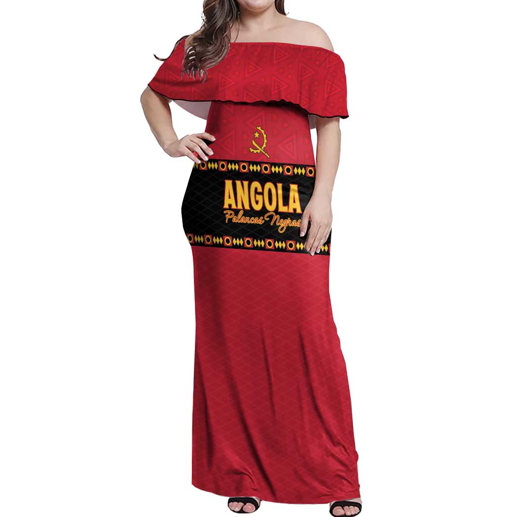 Custom Angola Football Off Shoulder Maxi Dress Avante Palancas Negras