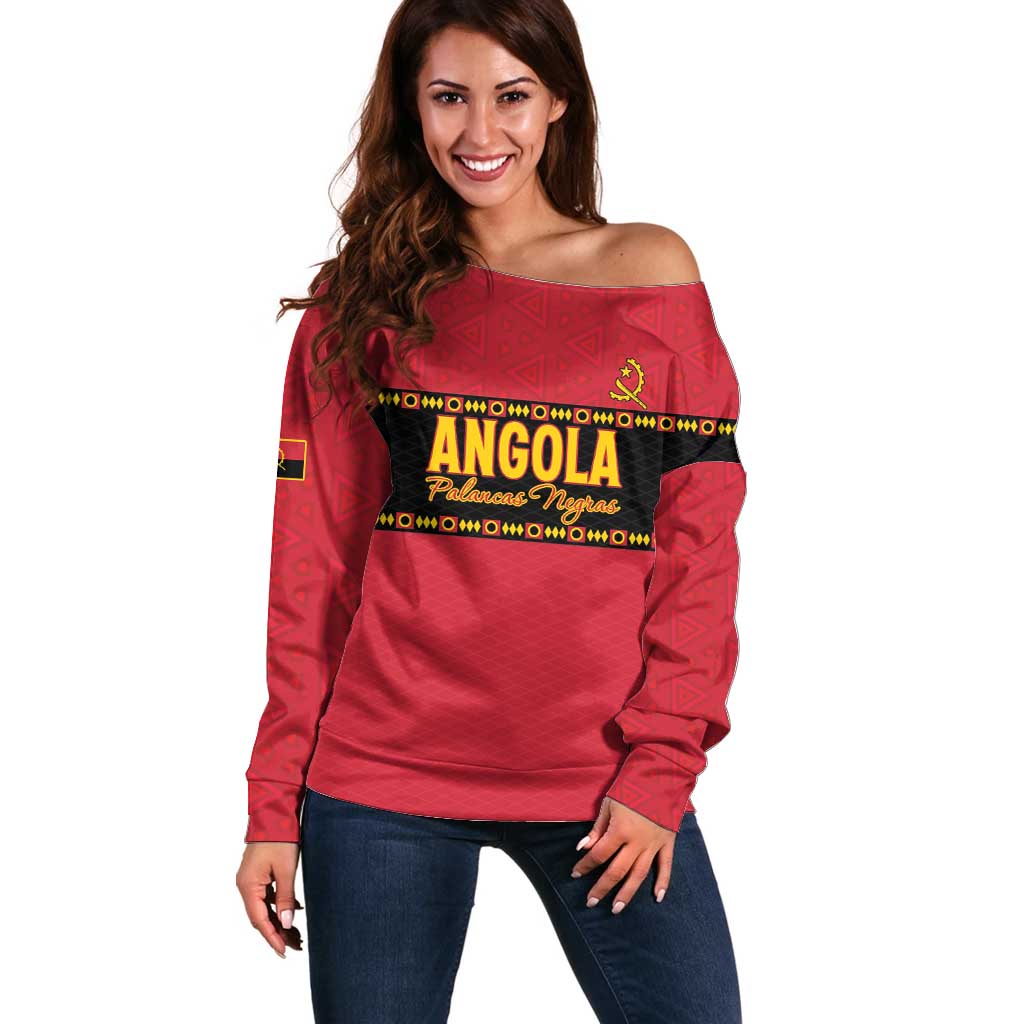 Custom Angola Football Off Shoulder Sweater Avante Palancas Negras