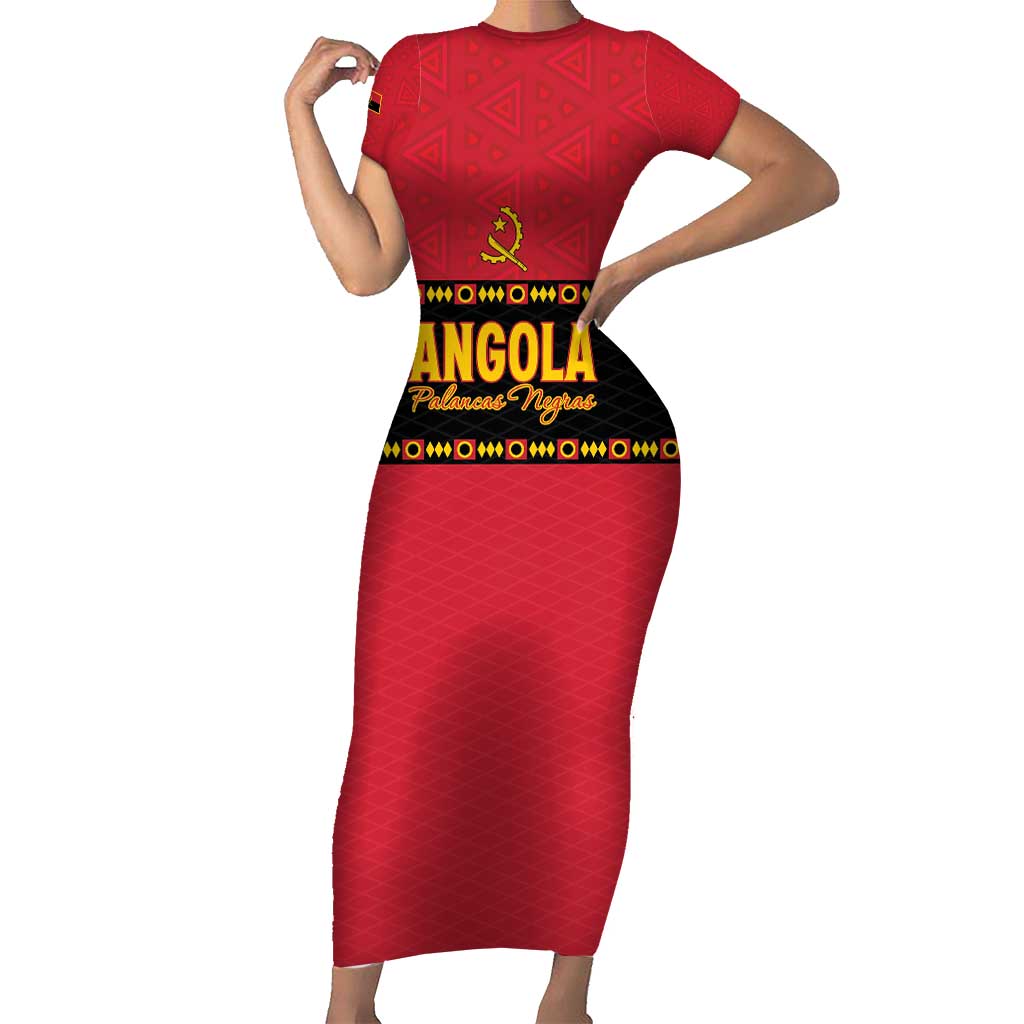 Custom Angola Football Short Sleeve Bodycon Dress Avante Palancas Negras