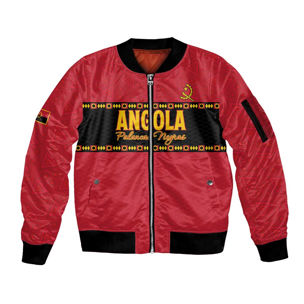 Custom Angola Football Sleeve Zip Bomber Jacket Avante Palancas Negras