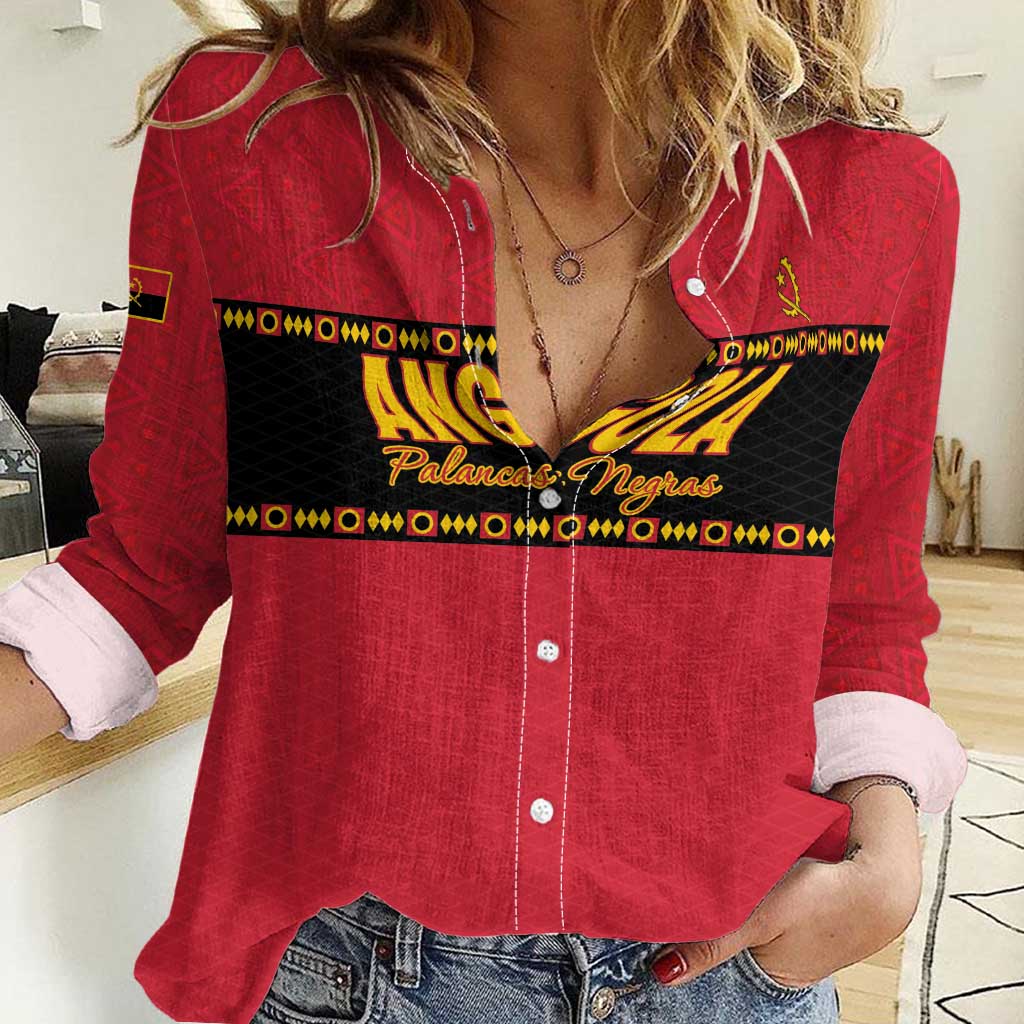 Custom Angola Football Women Casual Shirt Avante Palancas Negras