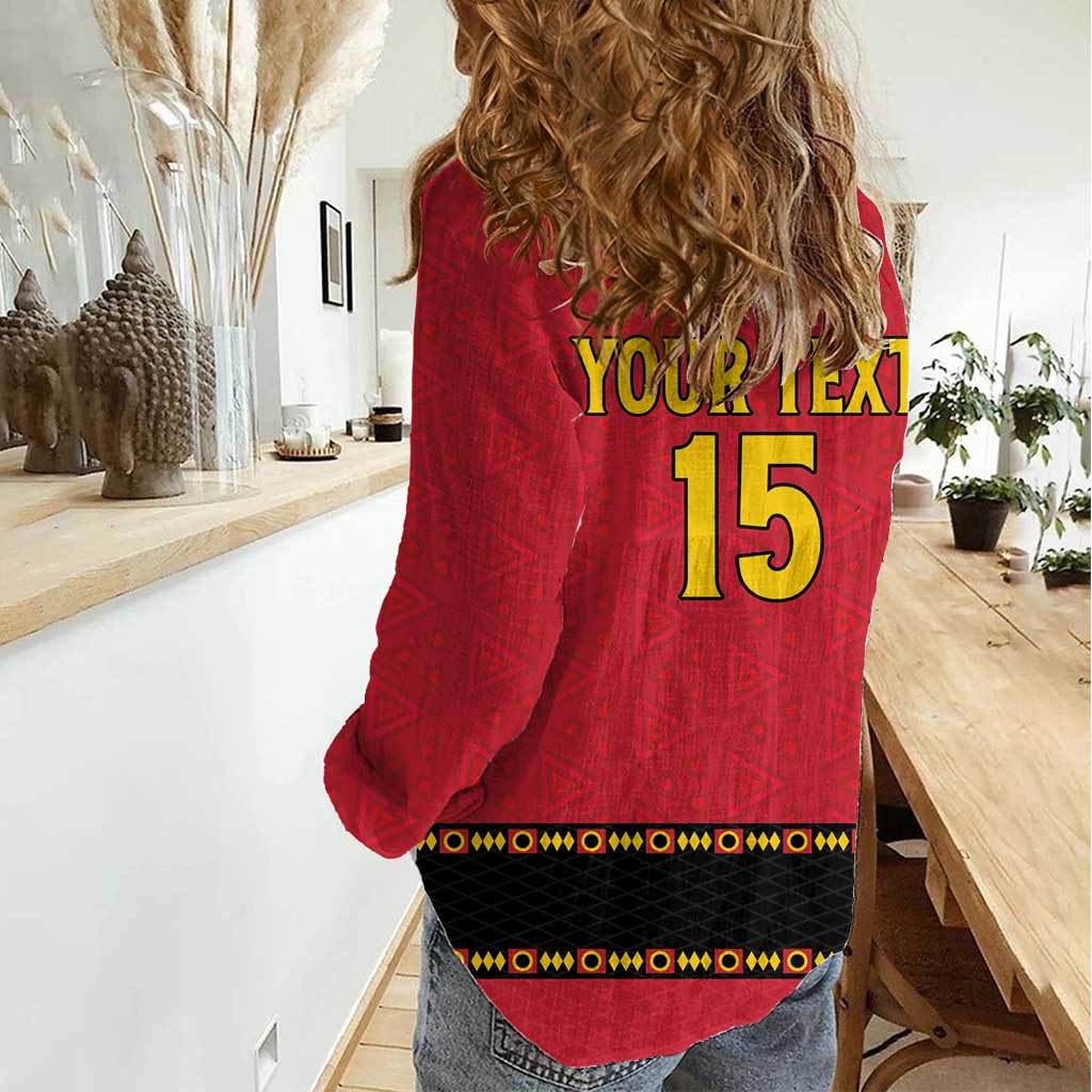 Custom Angola Football Women Casual Shirt Avante Palancas Negras