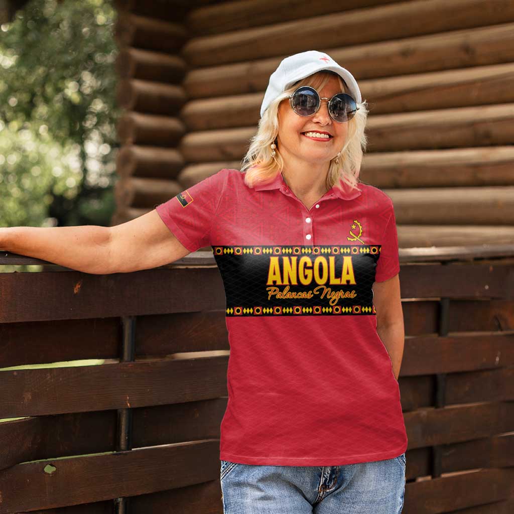 Custom Angola Football Women Polo Shirt Avante Palancas Negras