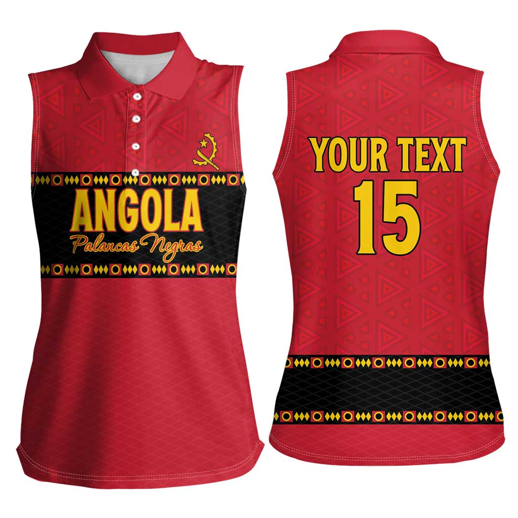 Custom Angola Football Women Sleeveless Polo Shirt Avante Palancas Negras