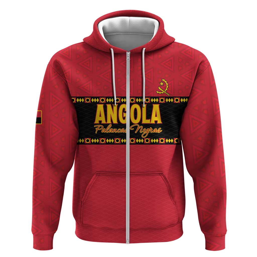 Custom Angola Football Zip Hoodie Avante Palancas Negras