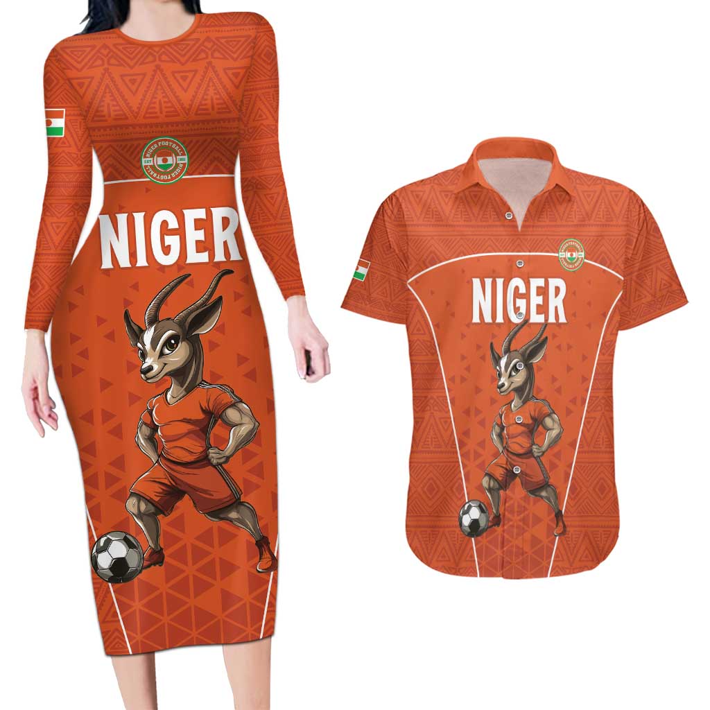 Custom Niger Football Couples Matching Long Sleeve Bodycon Dress and Hawaiian Shirt Allez les Menas On Va Gagner