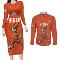 Custom Niger Football Couples Matching Long Sleeve Bodycon Dress and Long Sleeve Button Shirt Allez les Menas On Va Gagner