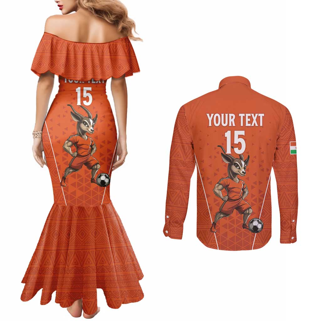 Custom Niger Football Couples Matching Mermaid Dress and Long Sleeve Button Shirt Allez les Menas On Va Gagner