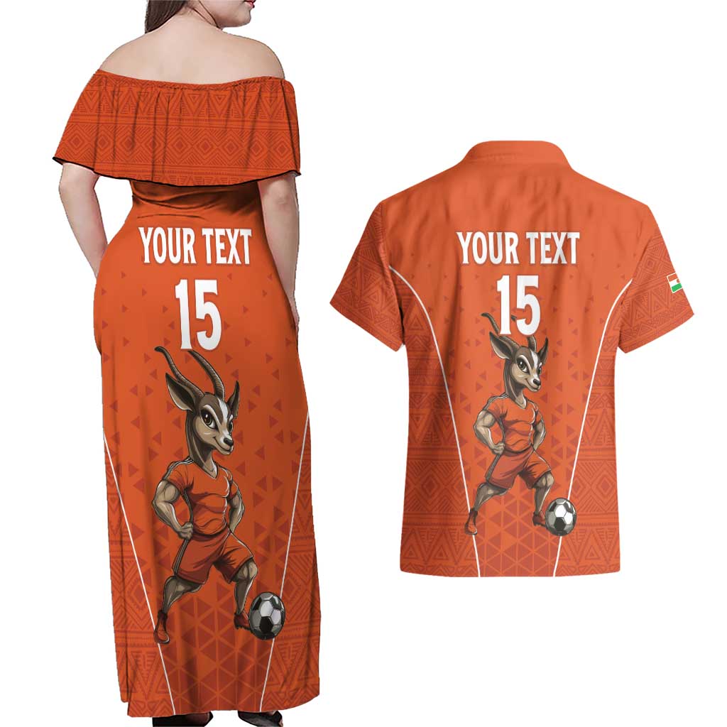 Custom Niger Football Couples Matching Off Shoulder Maxi Dress and Hawaiian Shirt Allez les Menas On Va Gagner