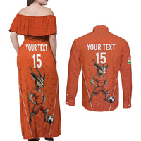Custom Niger Football Couples Matching Off Shoulder Maxi Dress and Long Sleeve Button Shirt Allez les Menas On Va Gagner