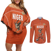 Custom Niger Football Couples Matching Off Shoulder Short Dress and Long Sleeve Button Shirt Allez les Menas On Va Gagner