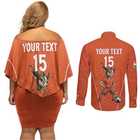 Custom Niger Football Couples Matching Off Shoulder Short Dress and Long Sleeve Button Shirt Allez les Menas On Va Gagner