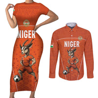 Custom Niger Football Couples Matching Short Sleeve Bodycon Dress and Long Sleeve Button Shirt Allez les Menas On Va Gagner
