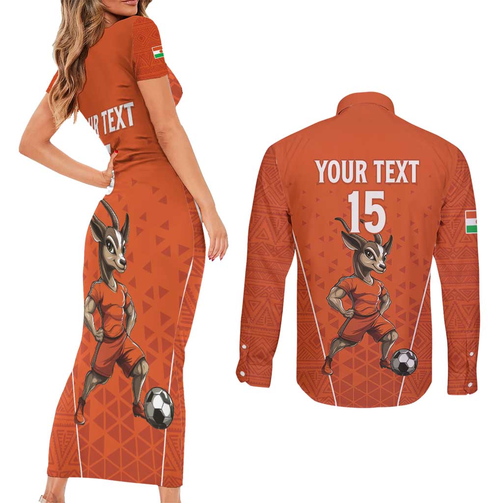 Custom Niger Football Couples Matching Short Sleeve Bodycon Dress and Long Sleeve Button Shirt Allez les Menas On Va Gagner