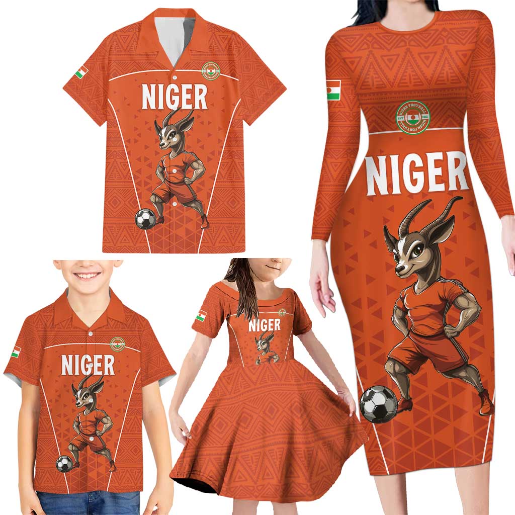 Custom Niger Football Family Matching Long Sleeve Bodycon Dress and Hawaiian Shirt Allez les Menas On Va Gagner
