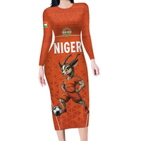 Custom Niger Football Family Matching Long Sleeve Bodycon Dress and Hawaiian Shirt Allez les Menas On Va Gagner