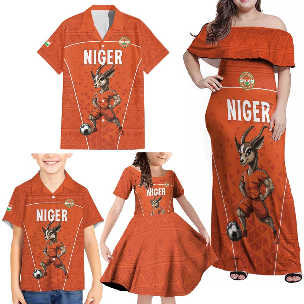 Custom Niger Football Family Matching Off Shoulder Maxi Dress and Hawaiian Shirt Allez les Menas On Va Gagner