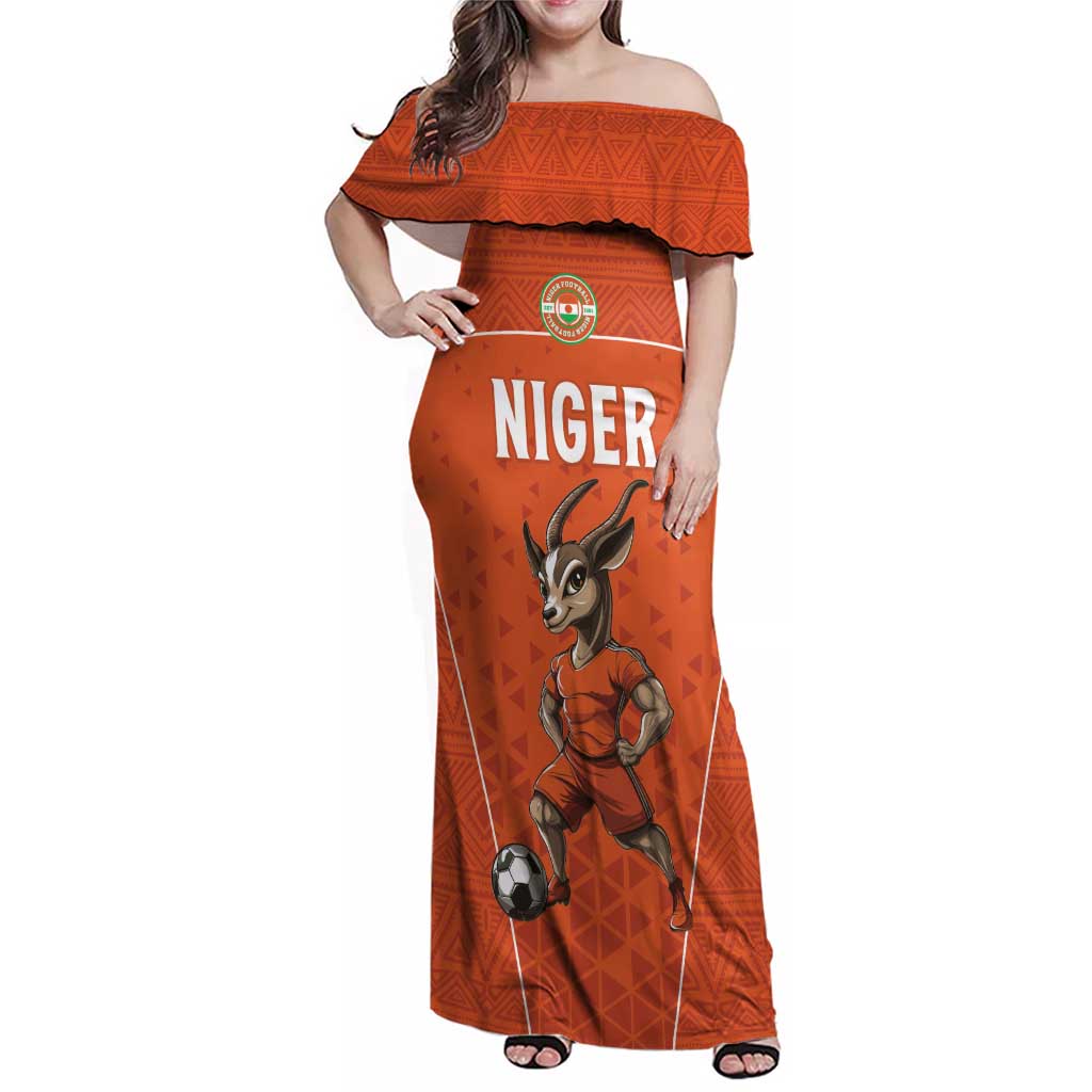 Custom Niger Football Family Matching Off Shoulder Maxi Dress and Hawaiian Shirt Allez les Menas On Va Gagner