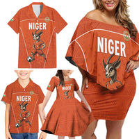Custom Niger Football Family Matching Off Shoulder Short Dress and Hawaiian Shirt Allez les Menas On Va Gagner