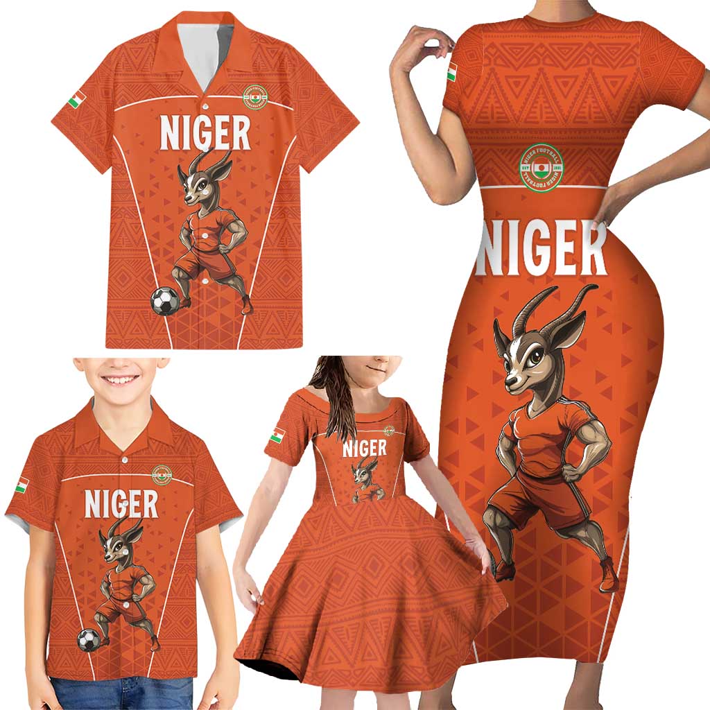 Custom Niger Football Family Matching Short Sleeve Bodycon Dress and Hawaiian Shirt Allez les Menas On Va Gagner