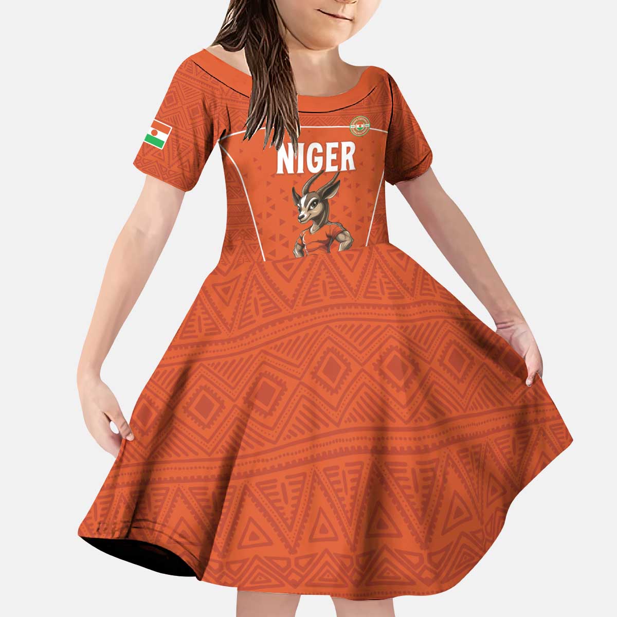 Custom Niger Football Kid Short Sleeve Dress Allez les Menas On Va Gagner