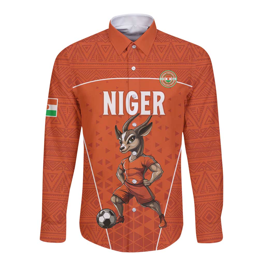 Custom Niger Football Long Sleeve Button Shirt Allez les Menas On Va Gagner