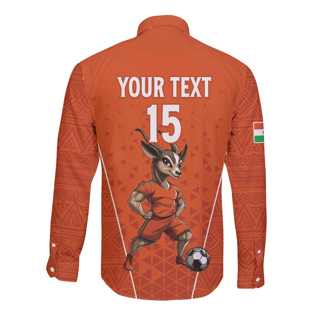 Custom Niger Football Long Sleeve Button Shirt Allez les Menas On Va Gagner