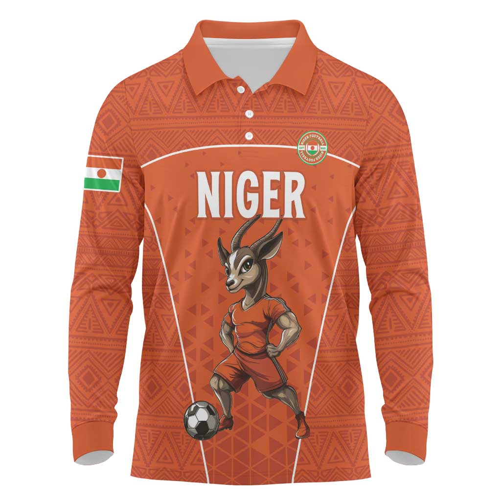 Custom Niger Football Long Sleeve Polo Shirt Allez les Menas On Va Gagner