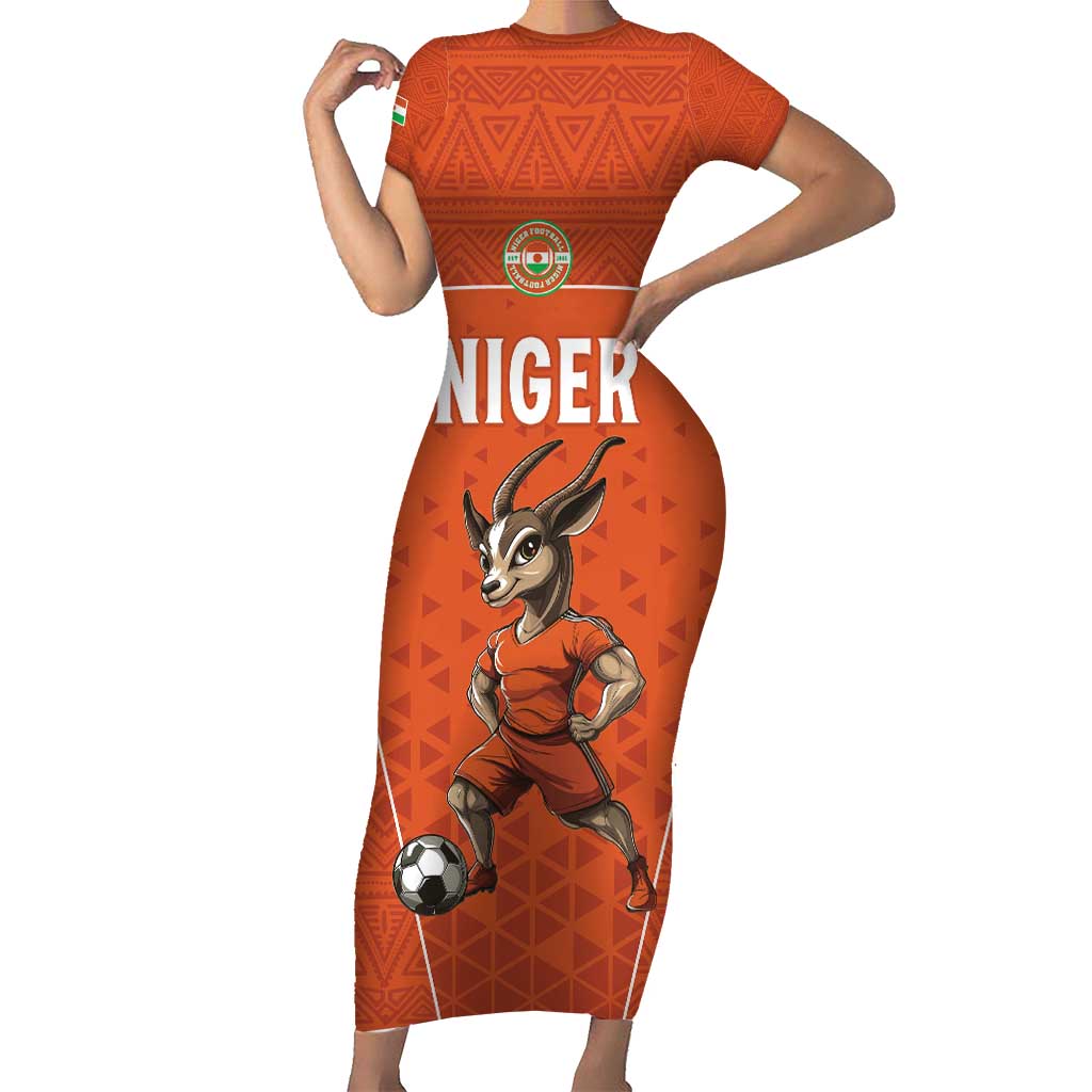 Custom Niger Football Short Sleeve Bodycon Dress Allez les Menas On Va Gagner