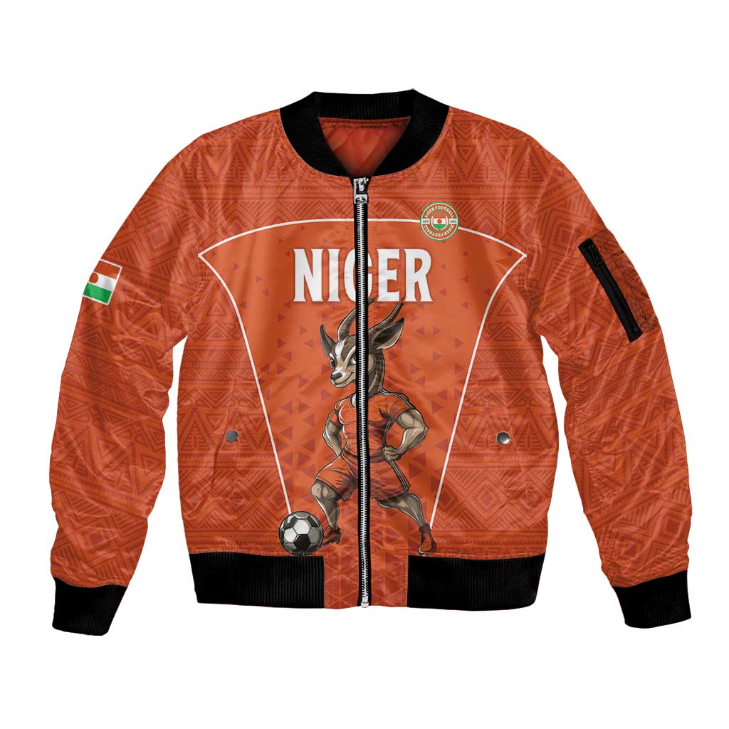 Custom Niger Football Sleeve Zip Bomber Jacket Allez les Menas On Va Gagner