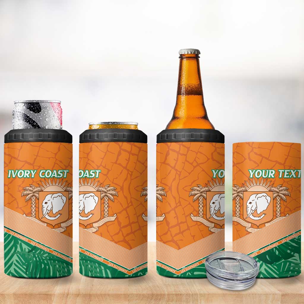 Ivory Coast Rugby Custom 4 in 1 Can Cooler Tumbler Allez Les Elephants