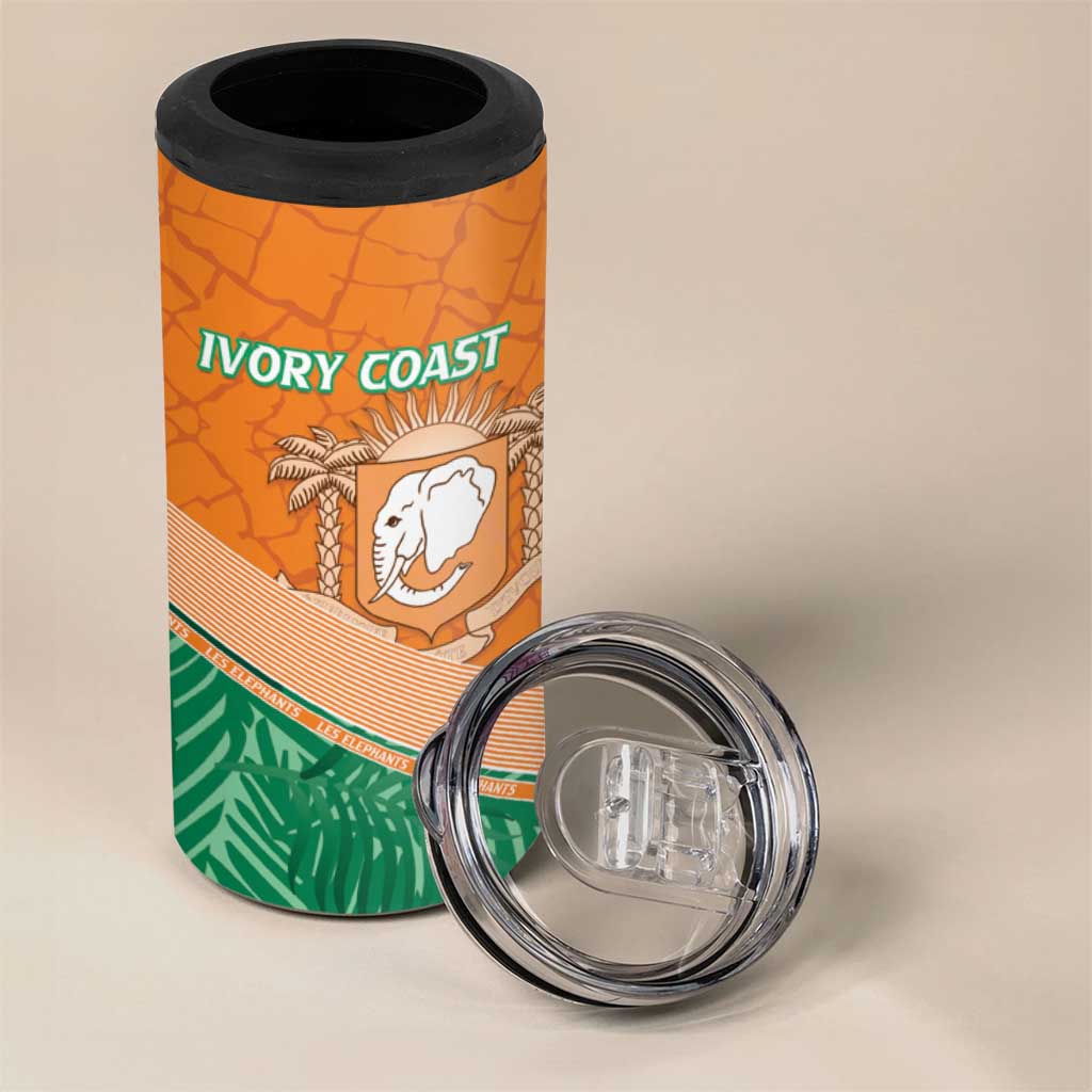 Ivory Coast Rugby Custom 4 in 1 Can Cooler Tumbler Allez Les Elephants